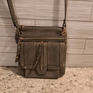 Leather Crossbody- Grey- Decorative- Like New Condition